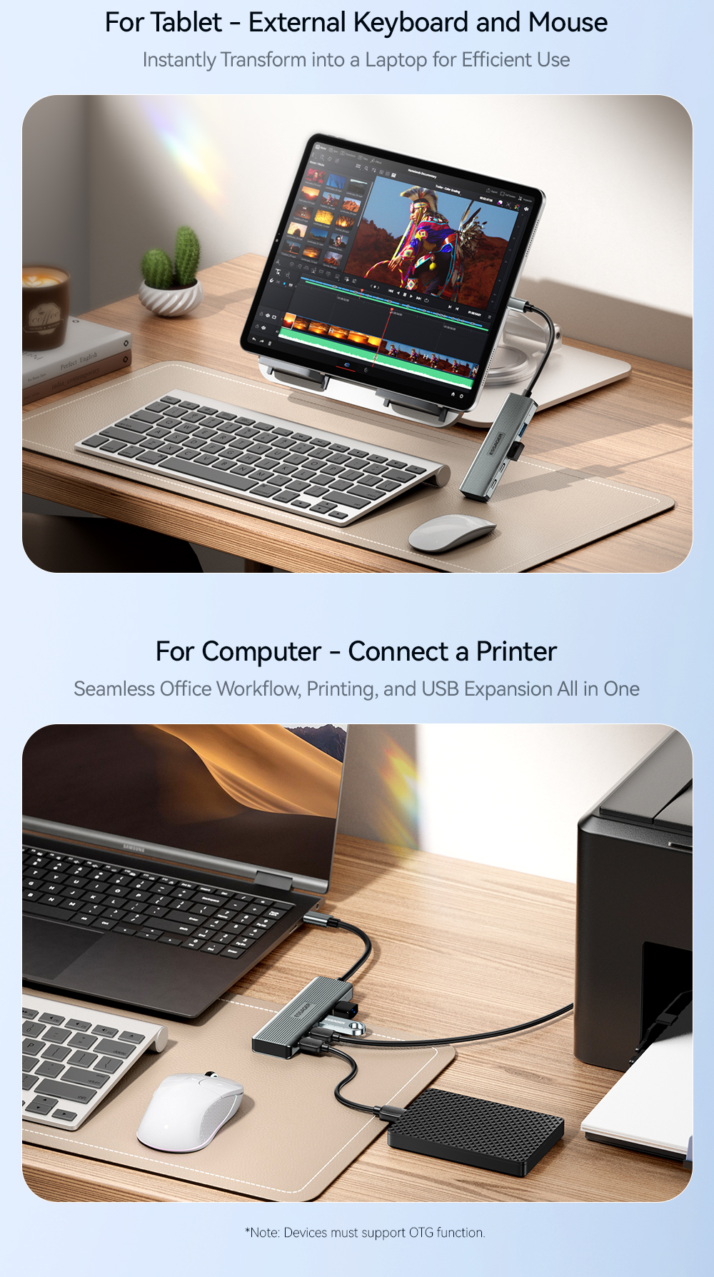 Aliuminium Alloy 4 Ports USB Hub Laptop Type C USB Dock With OTP Protection
