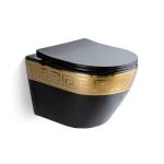Electroplated Black Gold Ceramic Wall Hanging Toilet Rimless