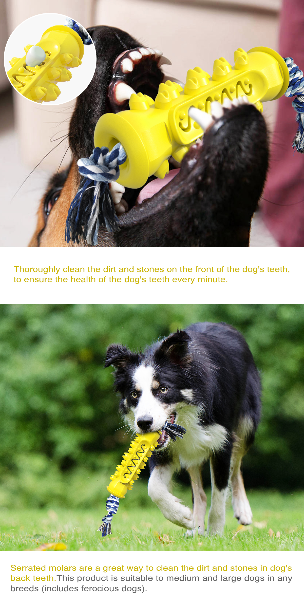 Factory Direct Sale With Rope Single Serrated Molar Stick Pet Dog Teeth Cleaning Dog Training Toy
