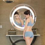 Bathroom LED Strip Mirror For Hotel Touch Switch Oval Wall Mirror