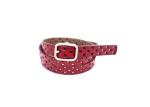 Red Thin Square Women's Genuine Leather Belts With Needle Buckle