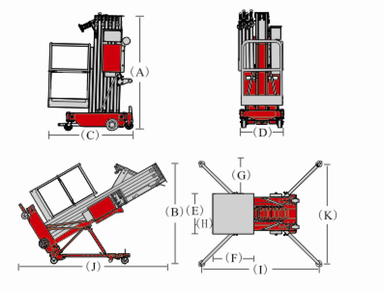 160Kg Portable Aerial Work Platform , Telescopic Boom Lift For Restaurant