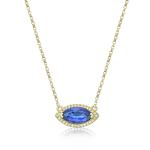 925 Sterling Silver Blue Tanzanite CZ Jewelry December Birthstone Necklace