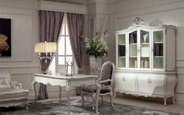 Glossy Royal Classic Home Office Desks Luxurious Wooden White Writing Table And