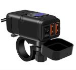 QC 3.0 Waterproof 12v Motorcycle Usb Outlet Iso Listed Red / Blue