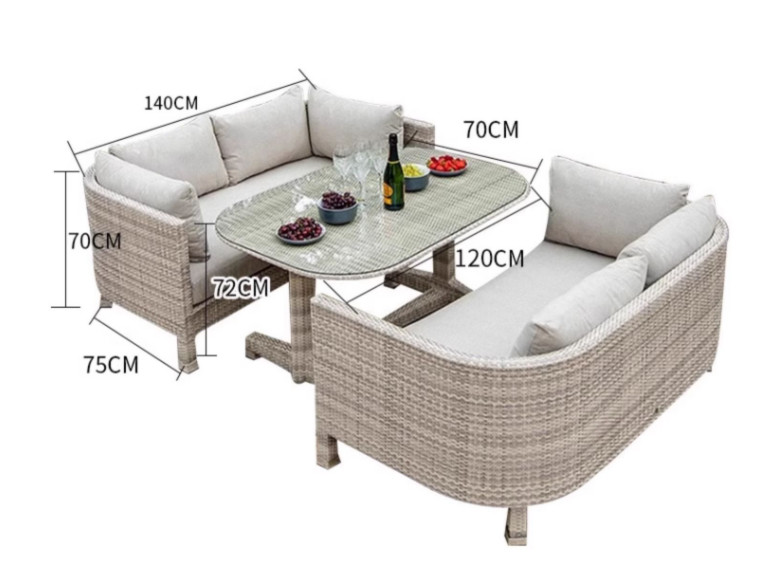 Nordic Style Terrace Courtyard Living Room Sofa Wicker Rattan Chair Patio