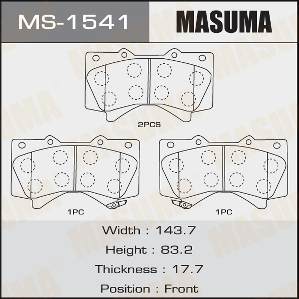 SEQUOIA K6 JAPANESE CAR Brake Pads 04465-60280 0446560300 ASV40L from MS-1541X MASUMA