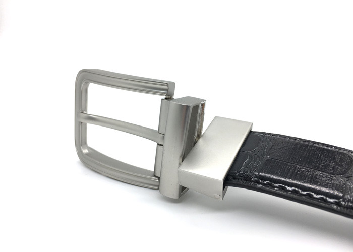 Reversible Buckle Mens 1 1/4" Crocodile Leather Dress Belt
