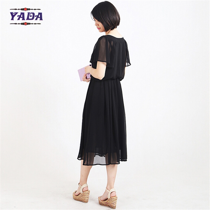 Short sleeve fashion women wome sexy summer beach dress chiffon dresses in cheap price