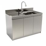 Modular Stainless Steel Kitchen Cabinets , 0.8mm Double Sink Kitchen Cabinet