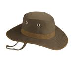 Broad Brimmed Waxed Cotton Hat , Leather Belt Poly String Tan Mens Summer Brim