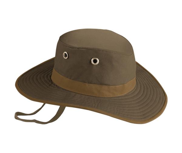 Broad Brimmed Waxed Cotton Hat , Leather Belt Poly String Tan Mens Summer Brim