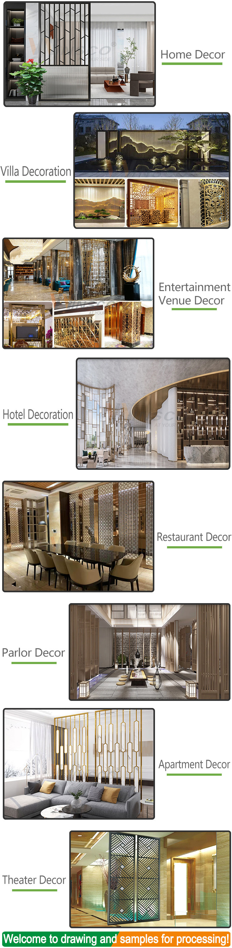 Titanium Golde Brushed Dining Room Screen Wall Stainless Steel Art Panels 1250mm