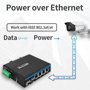 Wholesale 6 Port Full Gigabit Industrial Ethernet PoE+ POE Fiber Switch Din Rail 120W Budget OEM from china suppliers