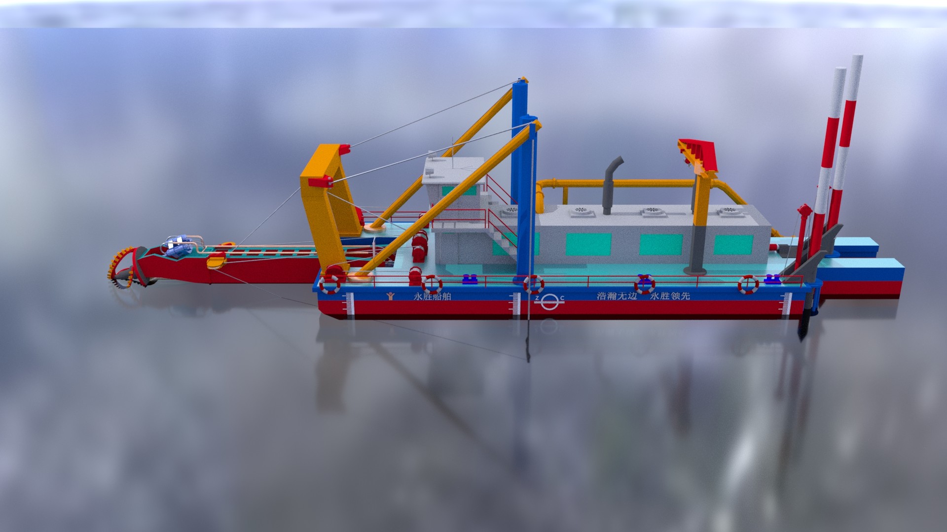 Suction Cutter Crown Type Sand Dredging Equipment Vessel With 10Meters Dredging Depth