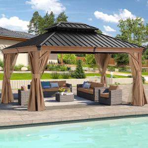 Wholesale 13x11ft Outdoor Patio Garden Steel Frame Hardtop Metal Roof Gazebo from china suppliers