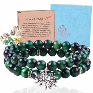 Wholesale Handmade Round Green10mm Tiger Eye Bead Bracelet Crystal Healing from china suppliers