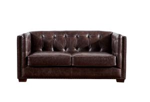 Wholesale Wooden Legs Dark Brown Leather 2 Seater Sofa , Two Seater Leather Couch Durable from china suppliers