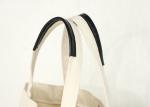 16oz 100% Cotton Canvas Tote Bags , Recyclable Tote Bag With Black Leather Logo