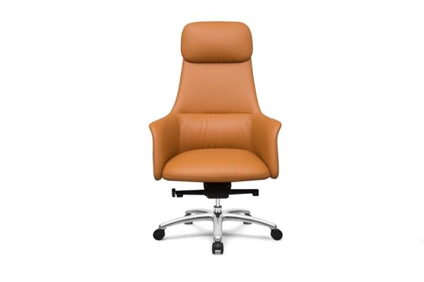 Genuine Leather Revolving Chair 3 Positions Locking 135 Degree Back Tilt With
