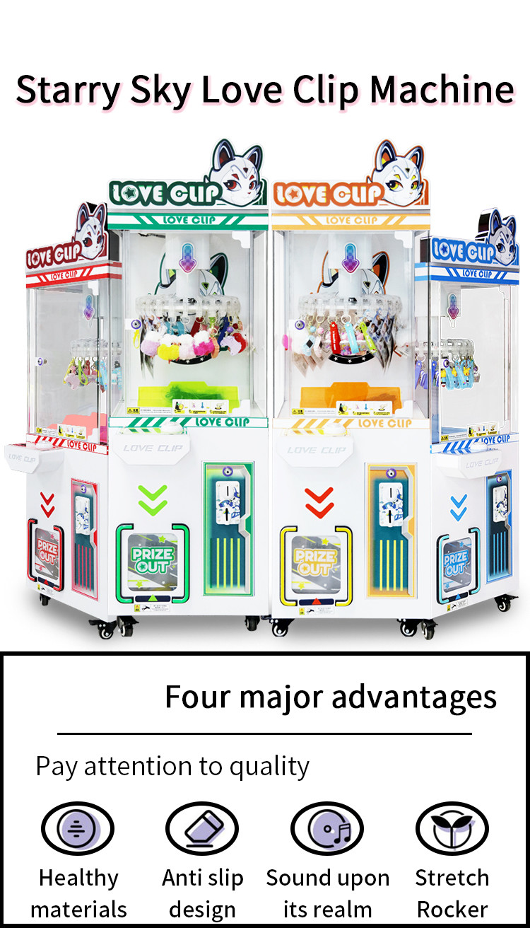 big warrior coin operated crane machines Blue game Starry Love Clip Machine