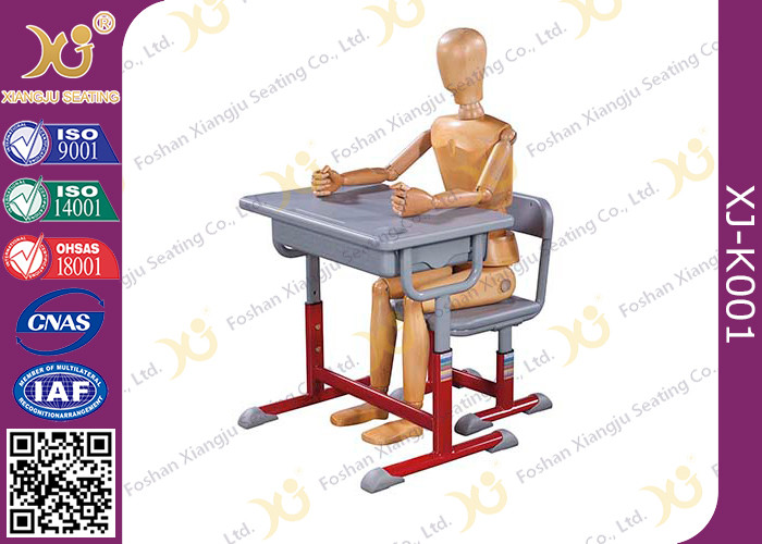 Iron Structure Primary Student Kids School Table And Chairs With Non Slip Feet