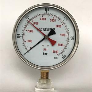 Wholesale 9000 Psi Stainless Steel Pressure Gauge 600 Bar 150mm Red Memory Pointer Manometer KL 1.6 from china suppliers