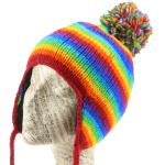 Fox Fur Winter Knit Wool Winter Hat Ear Flaps Strings Buckle Closure Blank Logo