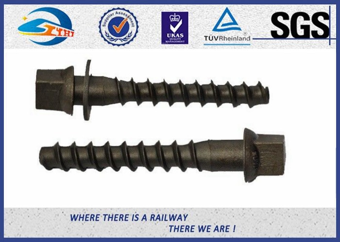 Railway Track Sleeper Screw Spike with Slotting Head plain black galvanized