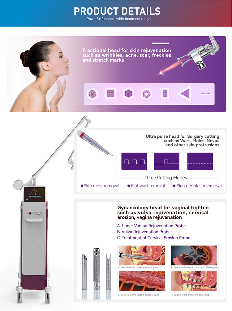 Professional 60W RF Tube Q-Switch Fotona Fractional CO2 Laser Skin Resurfacing Machine