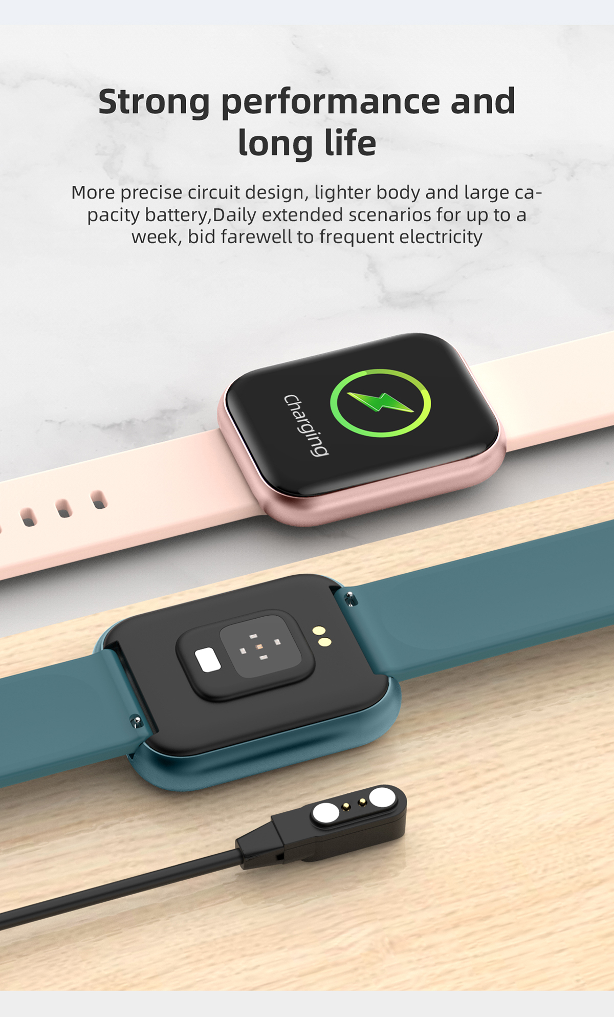 Square 1.28Inch Full Touch Smartwatch Fitness With Weather Display
