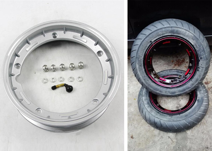 Piaggio Vespa Motorcycle Wheel Parts , Black Motorcycle Wheel Rims For PX125 PX150