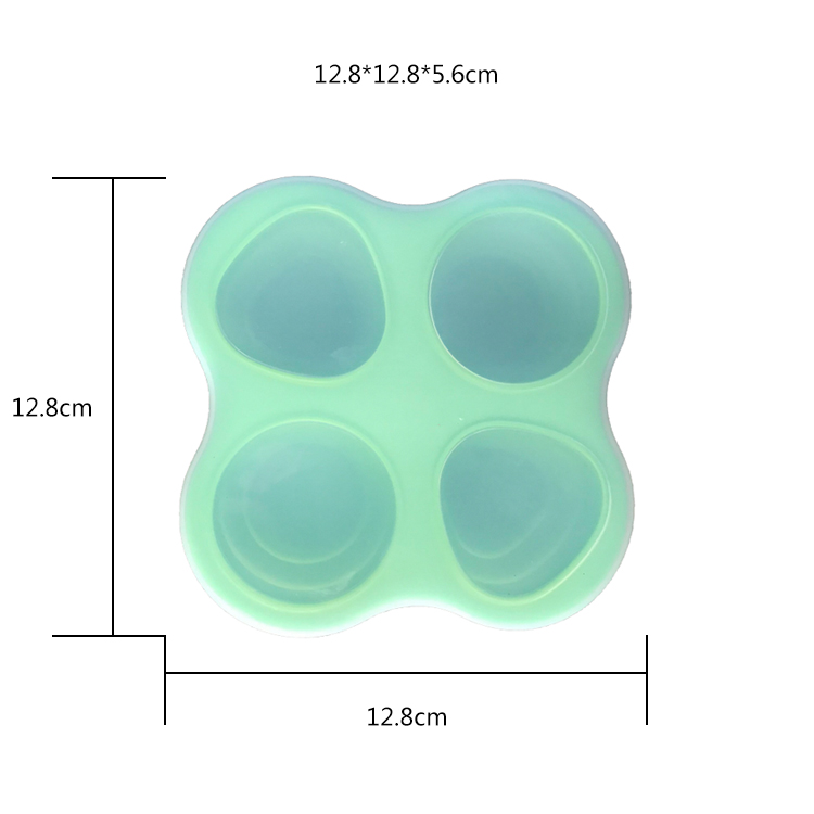4 Cavities Silicone Kitchen Tool Baby Food Freezer Storage Trays With Lid