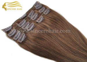 Wholesale Hot selling 16&quot; Remy Human Hair Extensions for sale - 40 CM Brown Full Set 7 Pieces of Clips-In Remy Hair Wefts for Sale from china suppliers