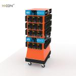 Movable 4-Sided Floor Orange Metal Headphone Display Stand for Sale