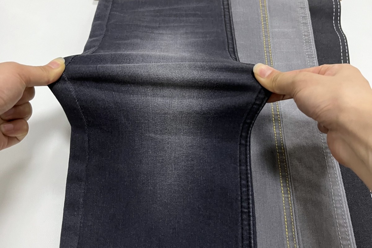 Wholesale and high quality 9.4 oz dark gray stretch jeans denim fabric