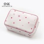 Factory Wholesale Beautiful Printed Pink Heart Makeup Brush Bag With Zipper