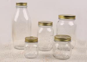 Wholesale Clear Carved Glass Storage Jars With Gold Color Screw Lid Round Shape from china suppliers