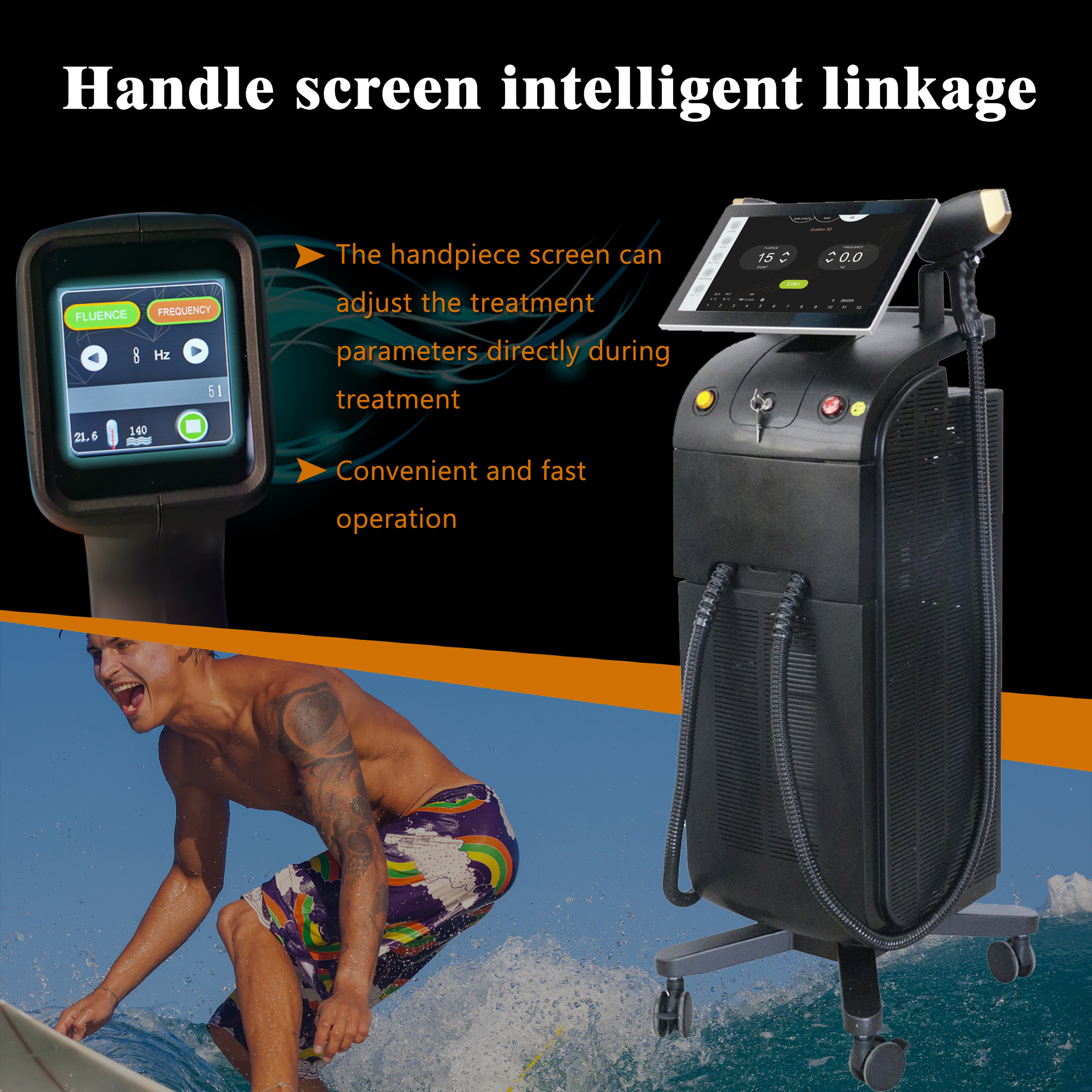 1200W1600W Platinum Titanium/diode Laser 755 808 1064 3 Waves 808 nm diode laser equipment