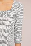 Women Square Neck Long Sleeve Slim Blouse with Striped