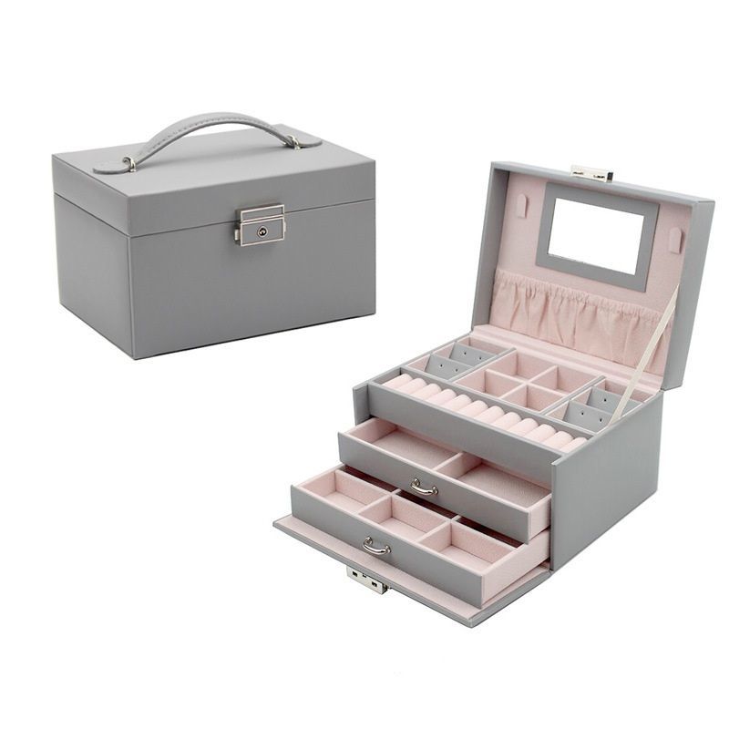 China Factory Wholesale Three-Layer Jewelry Box Large-Capacity Wooden Jewelry Storage Box Earrings Necklace Ring Jewelry Storage Box