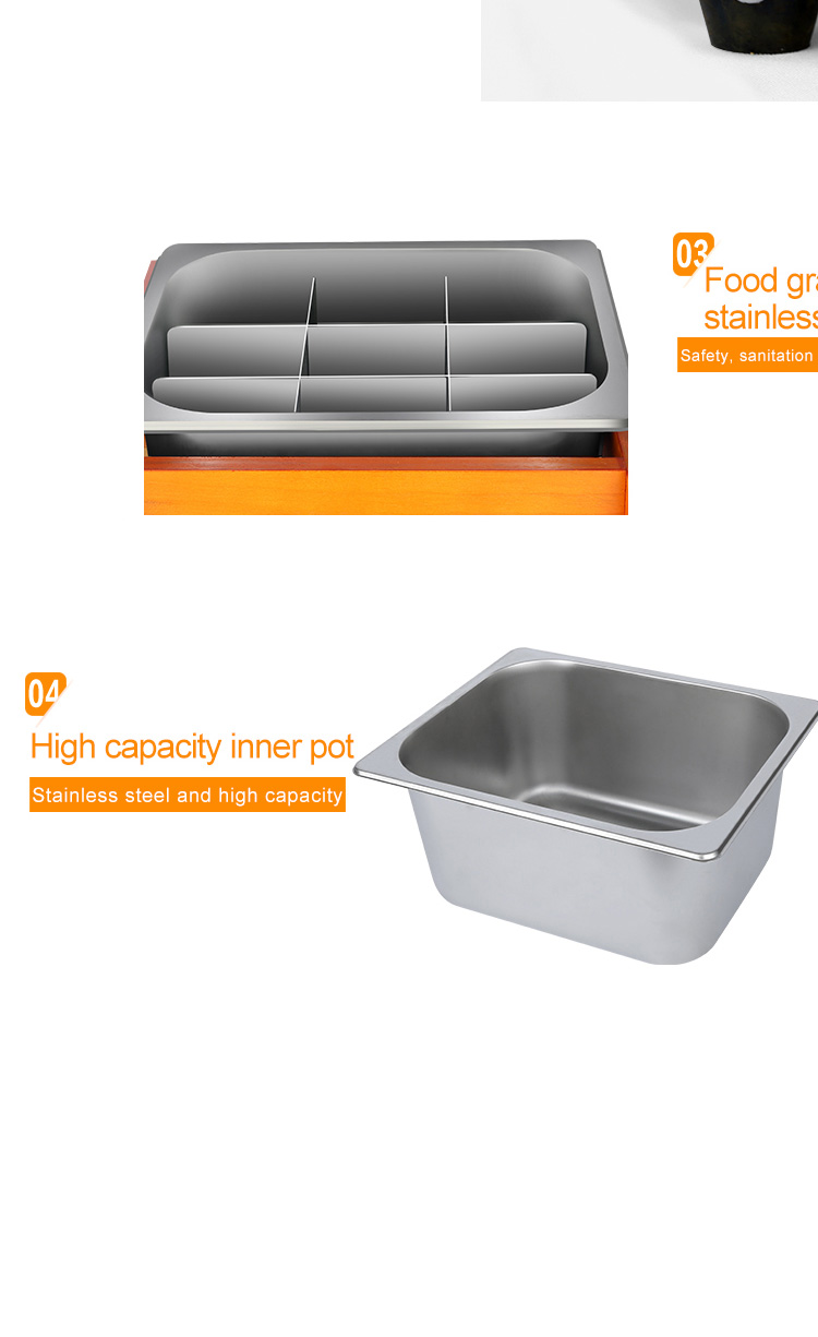Stainless Steel Inner Pot Anti-scald Wooden Case Outside Oden Food Cooker for Restaurant