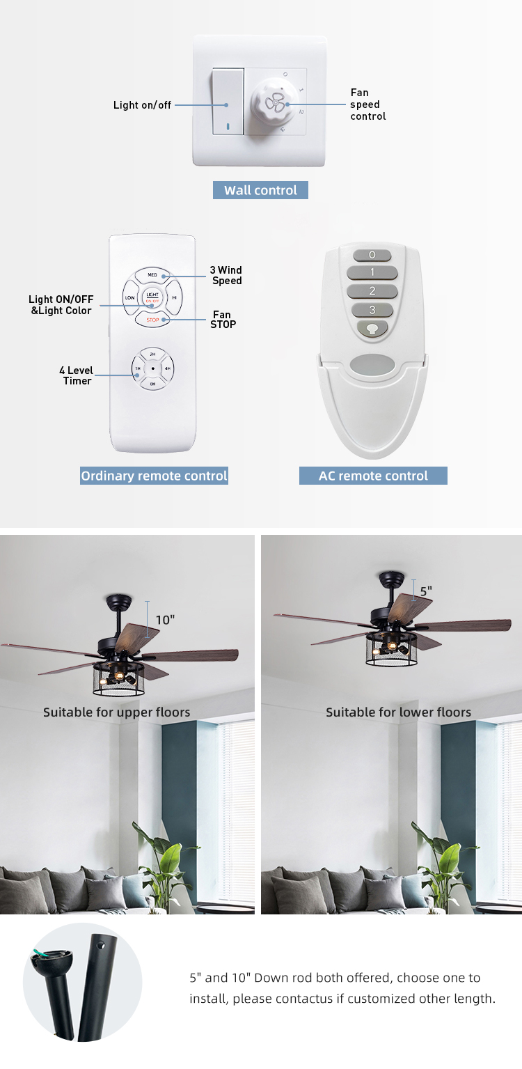 Home Office 5 Plywood 2000LM Crystal Ceiling Fan Light With DC AC Motor