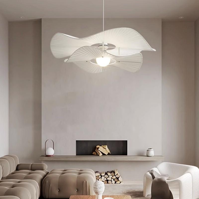 Nordic Cream Style Fabric Led Pendant Lights For Living Room Bedroom Bar Flower Pendant Lamp(WH-AP-590)