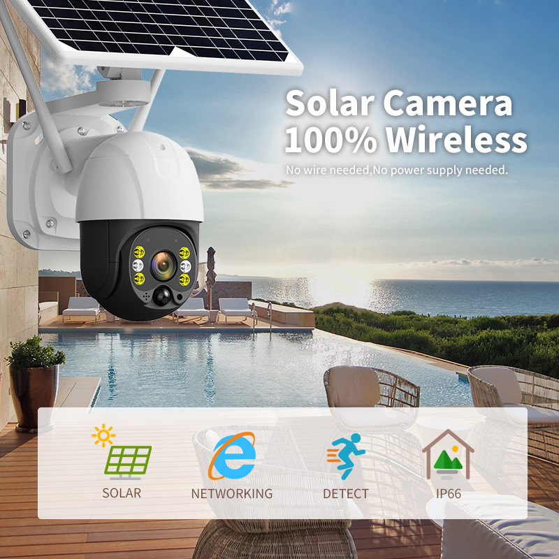 Alarm Push Tuya 4G Solar PTZ Camera Motion Detection Waterproof Solar Panel CCTV Camera
