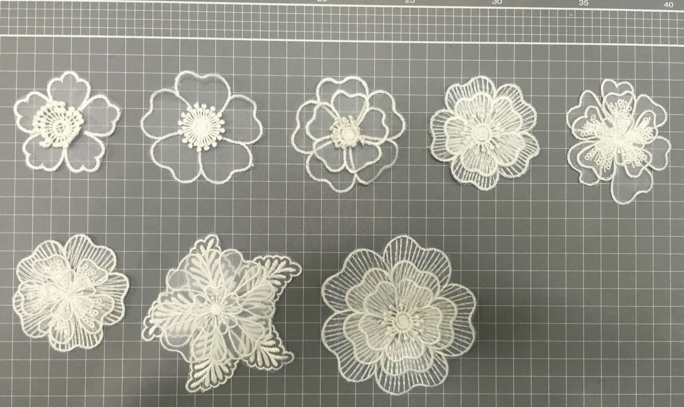 Garment Accessories Embroidery Lace Applique with Cord Ivory Color