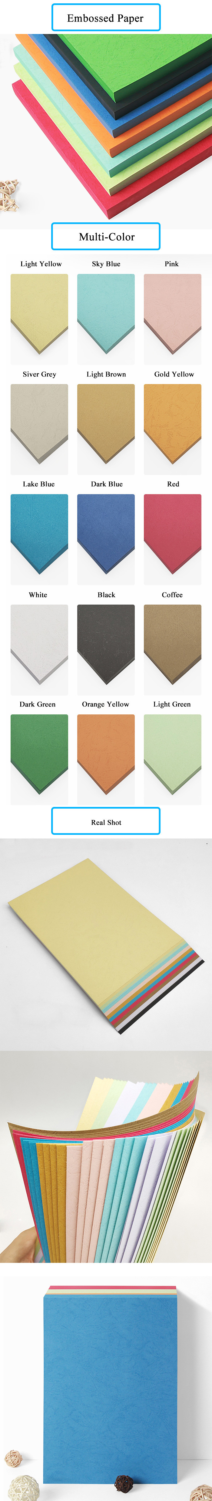 A4 Binding Cover Colored Embossed Leather Texture Paper