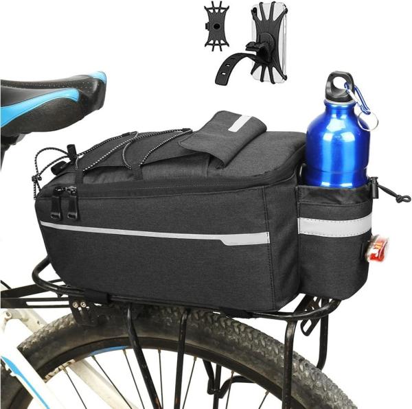 Bike Rear Rack Bag 10L Insulated Bike Trunk Cooler Reflective Bicycle Rear Seat