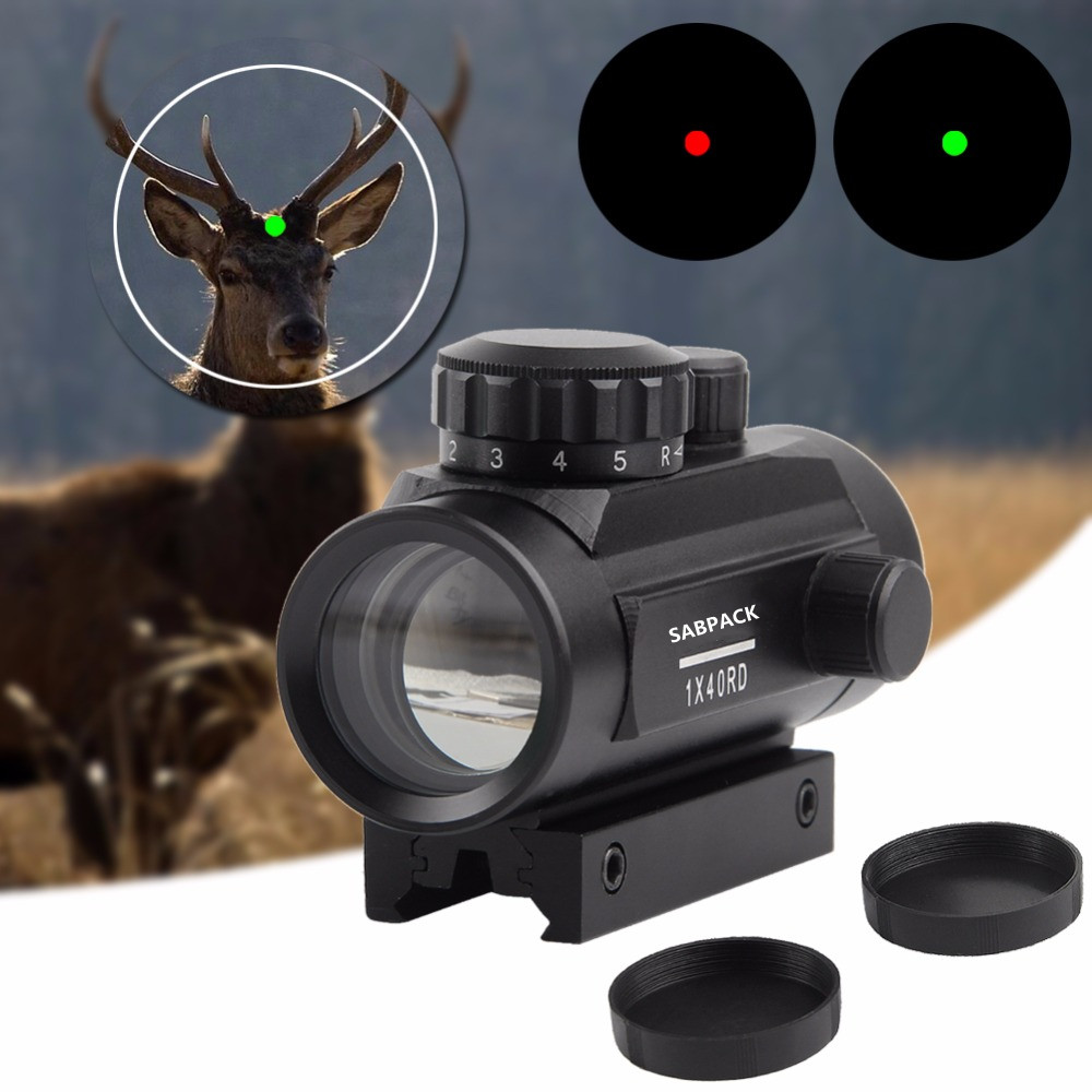 1x40 Tactical Rifle Red Dot Scope Sight Green Red Dot Collimator 11mm/20mm Weaver Rail