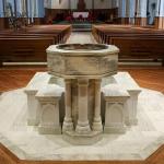 Marble Baptism Font Natural Stone Catholic Church Sculptures Baptismal Hand